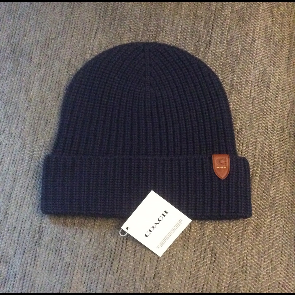 Coach Ribbed Knit Merino Wool Hat NWT - Picture 2 of 2